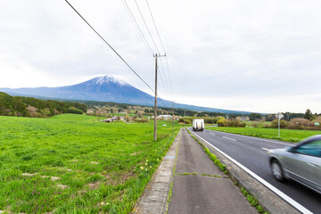 Fototapeta na wymiar View of Asagiri Plateau with Mt. Fuji in summer.