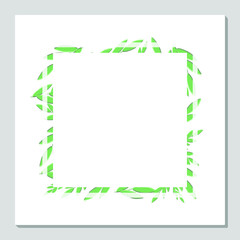 Postcard template with green twigs with leaves, which are placed behind a white translucent square. To celebrate February 14, Valentine's Day or March 8. Wallpaper, flyers, invitations, posters.