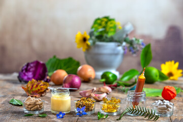 Obraz na płótnie Canvas Food supplements -Alternative medicine-generic image of alternative medicine
