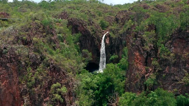 Drone shot of Tolmer Falls, Litchfield National Park, Australia