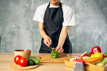 cutting vegetables healthy eating fresh food in the kitchen