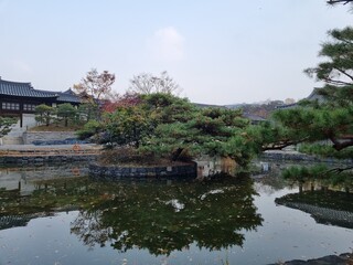 Fototapeta na wymiar Korean traditional house in autumn
