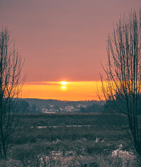 Winter sunrise on river