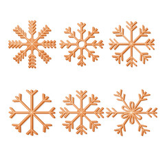 Gingerbread cookies in the form of snowflakes, vector illustration, on a light background.