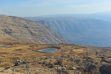 Mountains view in summer season. Lakeside