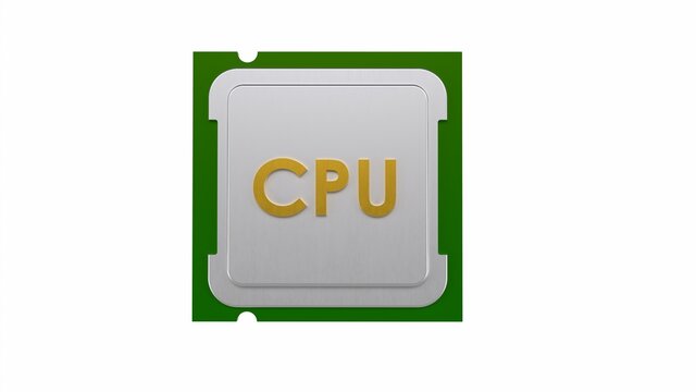 central processing unit CPU top view isolated on white background 3D computer generated image