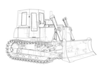 Earth mover, bulldozer. Vector rendering of 3d © cherezoff