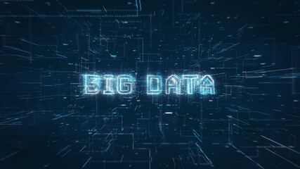 Fototapeta na wymiar Big Data title key word on a binary code digital network background