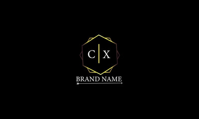 CX is a very luxury logo with a stylish design and golden color with black background.