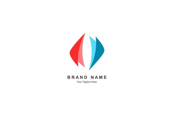 Simple Fabric Red and Blue Logo Design Vector