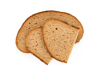 Rye bread isolated on white background.