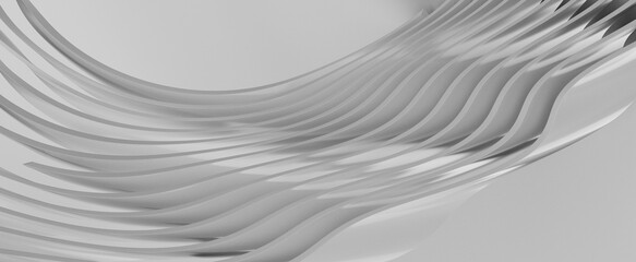 Abstract of white lines background, Minimal dynamic shape, 3d renderin