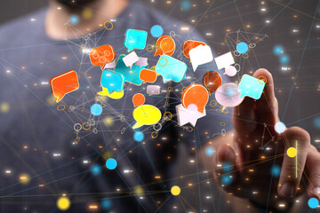 express envelope and parcel abstract technology background. Business quantum internet network...