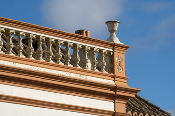 Portuguese houses with typical roof in picturesque Tavira, Algarve, Portugal