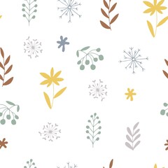 Seamless pattern with abstract plants on the white background.Design for fashion, fabric, textile, wallpaper and a print on a different product.