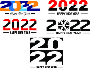 Big collection of 2022 Happy New Year logo design. 2022 number design template. Set of 2022 Happy New Year text symbols.