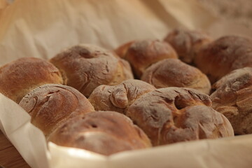 homemade bread with fresh yeast buns