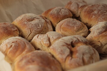 homemade bread with fresh yeast buns