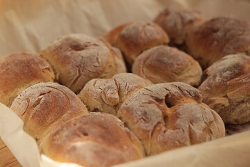 bread in a basket homemade bread with fresh yeast buns