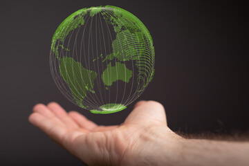 green 3D planet Earth with big data