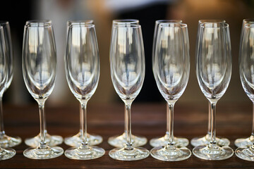 Beautiful glass goblets. glasses for wine.