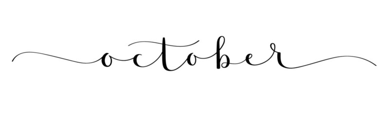 OCTOBER black vector brush calligraphy banner with swashes