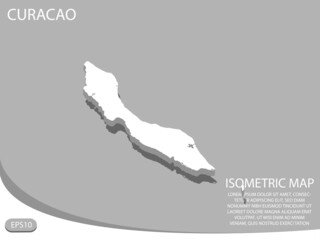 white isometric map of Curacao elements gray background for concept map easy to edit and customize. eps 10