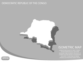 white isometric map of Democratic Republic of the Congo elements gray background for concept map easy to edit and customize. eps 10