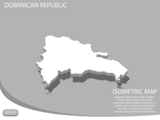 white isometric map of Dominican Republic elements gray background for concept map easy to edit and customize. eps 10