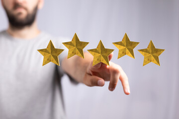  five star rating. Service rating, satisfaction concept