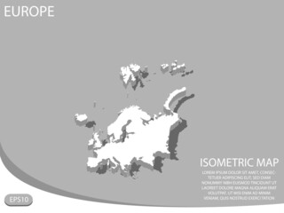 white isometric map of Europe elements gray background for concept map easy to edit and customize. eps 10