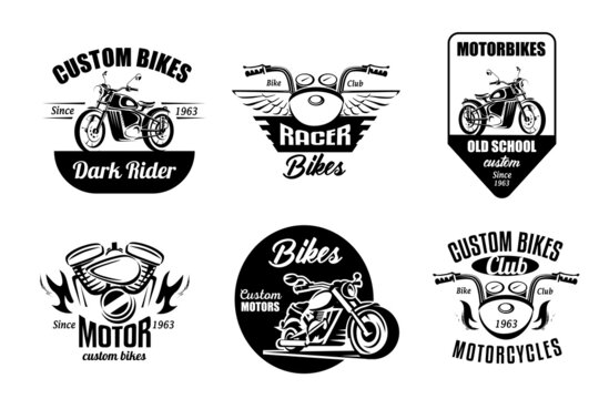 motorbikes emblems and labels set, retro motorcycle collection