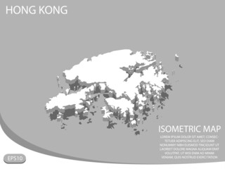 white isometric map of Hong Kong elements gray background for concept map easy to edit and customize. eps 10