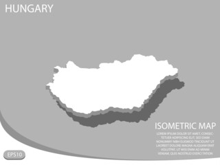 white isometric map of Hungary elements gray background for concept map easy to edit and customize. eps 10