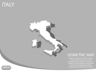 white isometric map of Italy elements gray background for concept map easy to edit and customize. eps 10