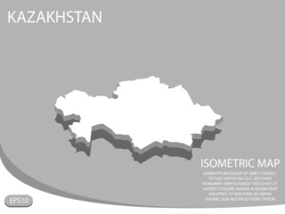 white isometric map of Kazakhstan elements gray background for concept map easy to edit and customize. eps 10