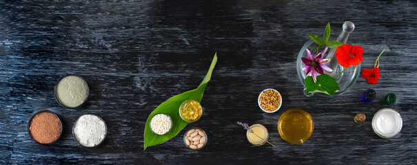 Natural healing - Main products of herbal medicine and soft medicine