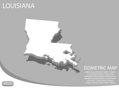 white isometric map of Louisiana elements gray background for concept map easy to edit and customize. eps 10