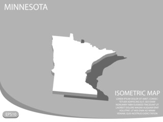 white isometric map of Minnesota elements gray background for concept map easy to edit and customize. eps 10