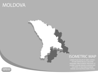 white isometric map of Moldova elements gray background for concept map easy to edit and customize. eps 10