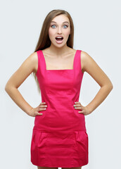 Portrait of surprised girl ,of shocked woman