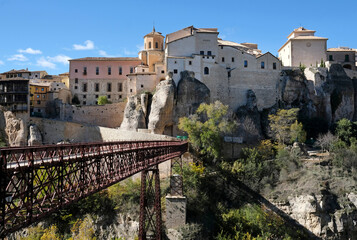 Beautiful buildings in Cuenca, Spain, during autumn season