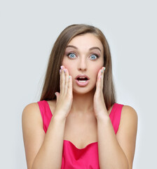 Fototapeta premium Portrait of surprised girl ,of shocked woman