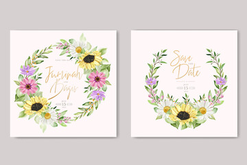 elegant sun flower and daisy invitation card set 