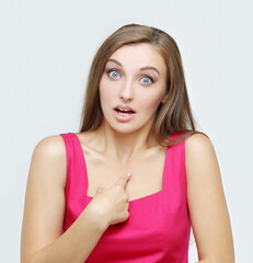 Portrait of surprised girl ,of shocked woman