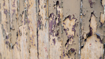 Background wooden board with cracked paint. Color-Peel wood texture
