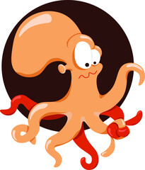 Funny octopus, whose tentacles are tied in a knot