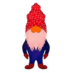 Funny Christmas Gnome illustration isolated on white background