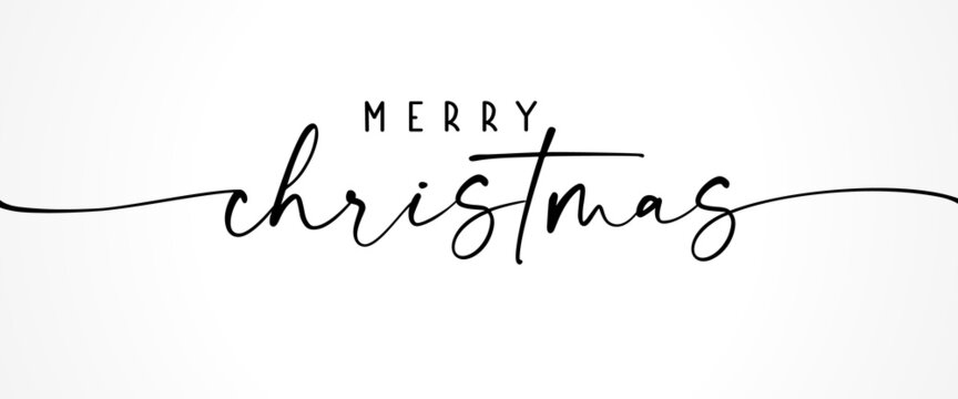 Merry Christmas vector brush lettering phrase. Hand drawn modern calligraphy isolated on white background. Christmas vector ink illustration. Creative typography for holiday greeting cards, banner