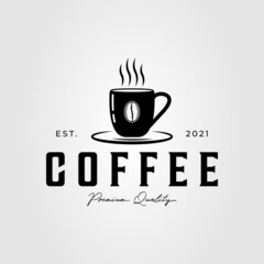 hot black coffee or one cup beverage logo vector illustration design